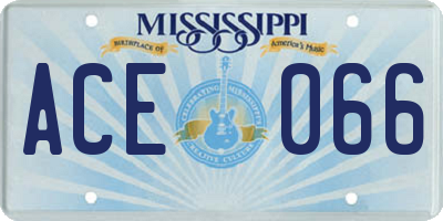 MS license plate ACE066