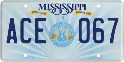 MS license plate ACE067