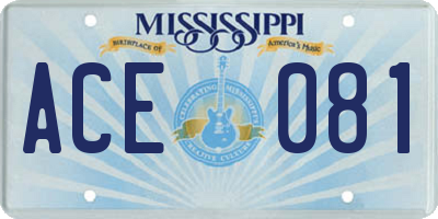 MS license plate ACE081