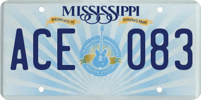 MS license plate ACE083