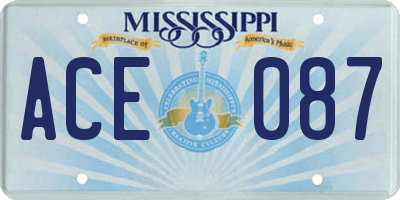 MS license plate ACE087