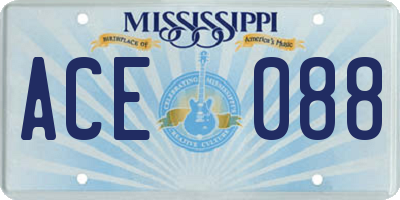 MS license plate ACE088