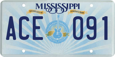 MS license plate ACE091