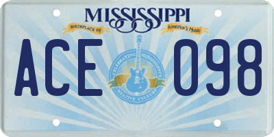MS license plate ACE098