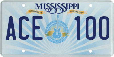 MS license plate ACE100