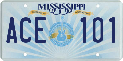 MS license plate ACE101