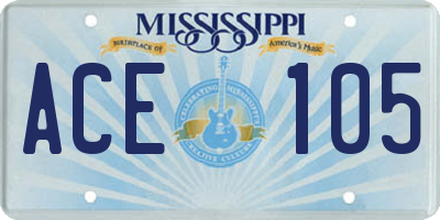 MS license plate ACE105