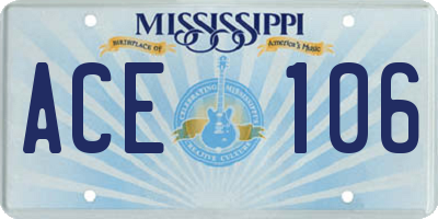 MS license plate ACE106