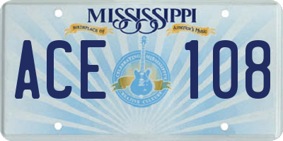 MS license plate ACE108