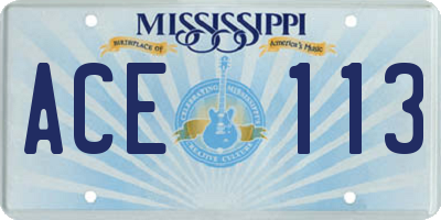 MS license plate ACE113