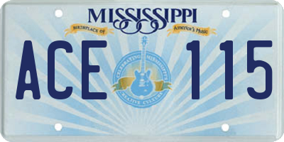 MS license plate ACE115