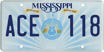 MS license plate ACE118