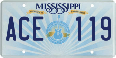 MS license plate ACE119