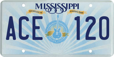 MS license plate ACE120