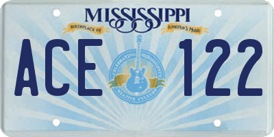 MS license plate ACE122