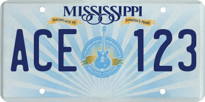MS license plate ACE123