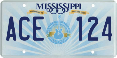 MS license plate ACE124