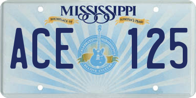 MS license plate ACE125