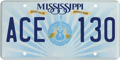 MS license plate ACE130