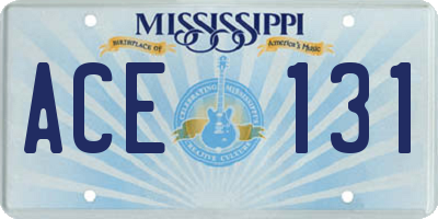 MS license plate ACE131