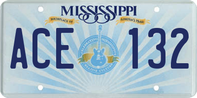 MS license plate ACE132