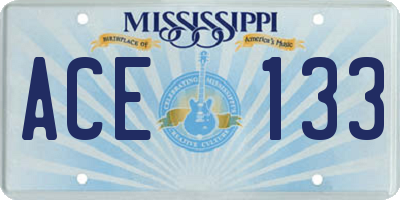 MS license plate ACE133