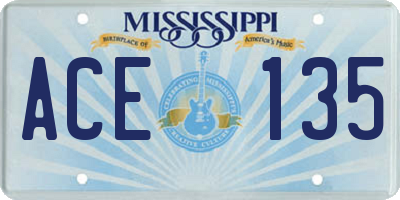 MS license plate ACE135
