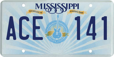MS license plate ACE141