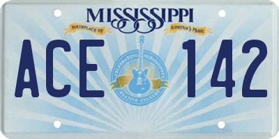 MS license plate ACE142