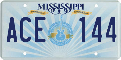 MS license plate ACE144