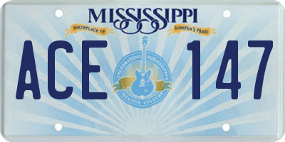 MS license plate ACE147