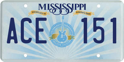 MS license plate ACE151