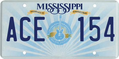 MS license plate ACE154