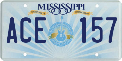 MS license plate ACE157