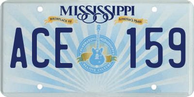 MS license plate ACE159
