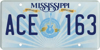 MS license plate ACE163
