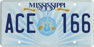 MS license plate ACE166