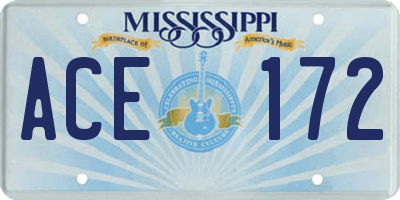 MS license plate ACE172