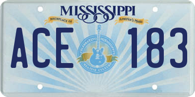 MS license plate ACE183