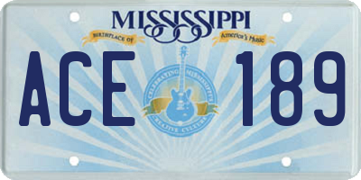 MS license plate ACE189