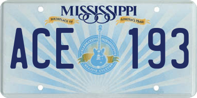 MS license plate ACE193