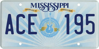 MS license plate ACE195
