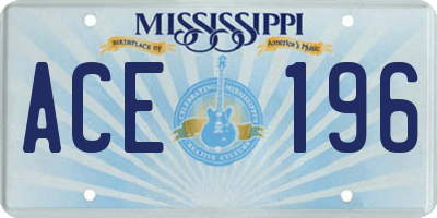 MS license plate ACE196