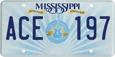 MS license plate ACE197