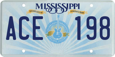 MS license plate ACE198