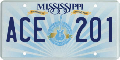 MS license plate ACE201
