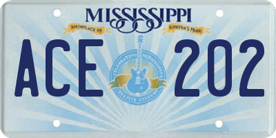 MS license plate ACE202
