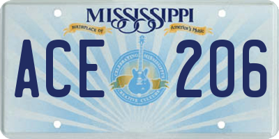 MS license plate ACE206