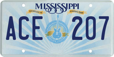 MS license plate ACE207