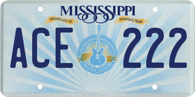 MS license plate ACE222